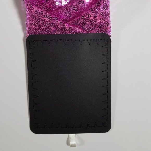 Men's Hot Pink Sequin Pre-Folded Pocket Square Insert - Point Design - Picture 4 of 5